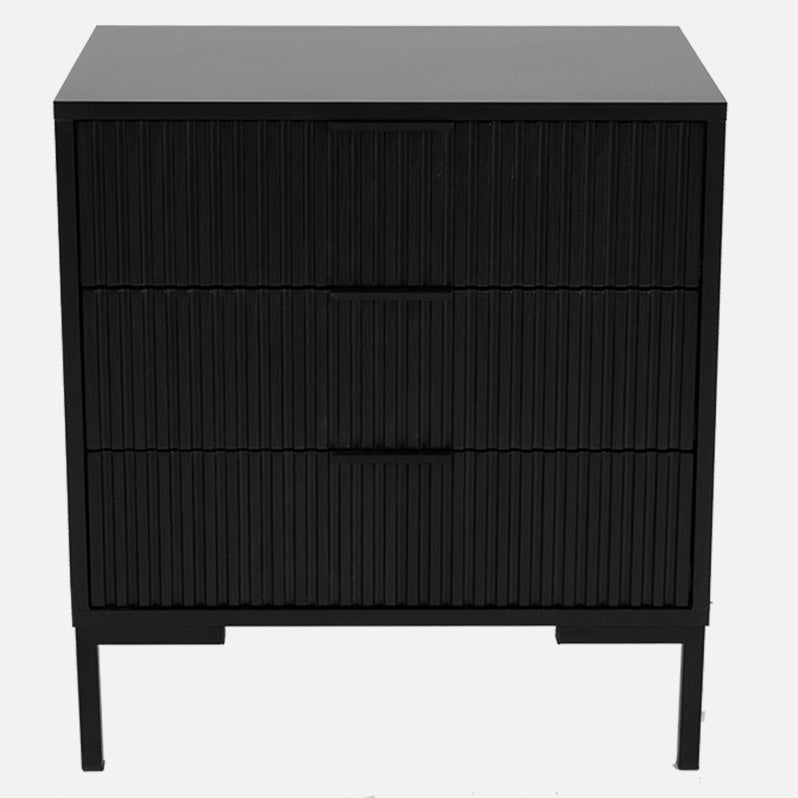 PARIS 3 DRAWER CHEST OF DRAWERS - BLACK