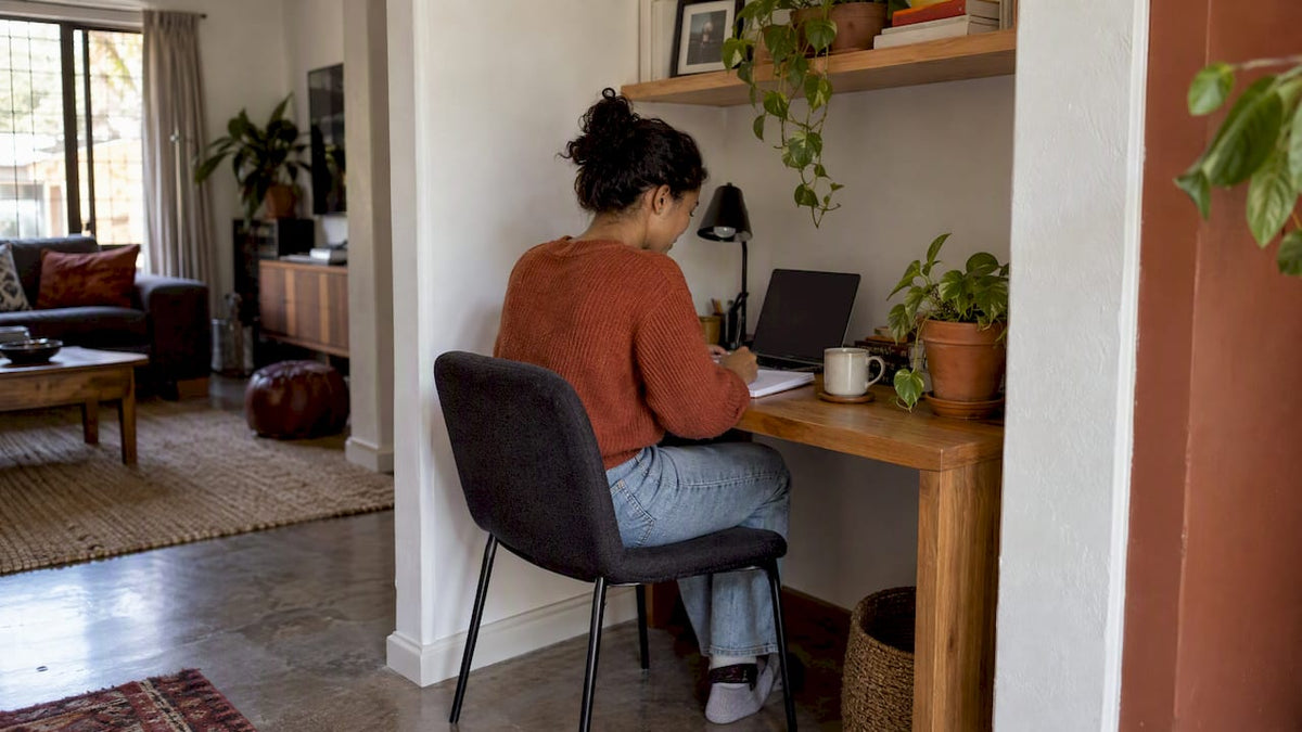 Study desk fitted into a compact home alcove