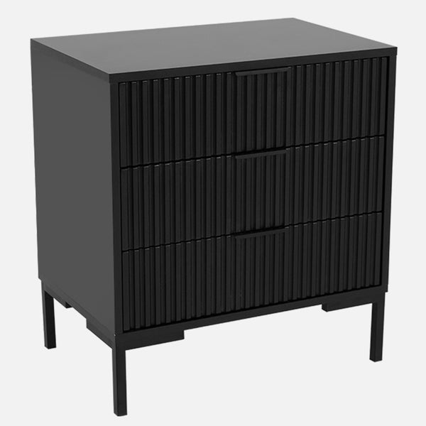 PARIS 3 DRAWER CHEST OF DRAWERS - BLACK